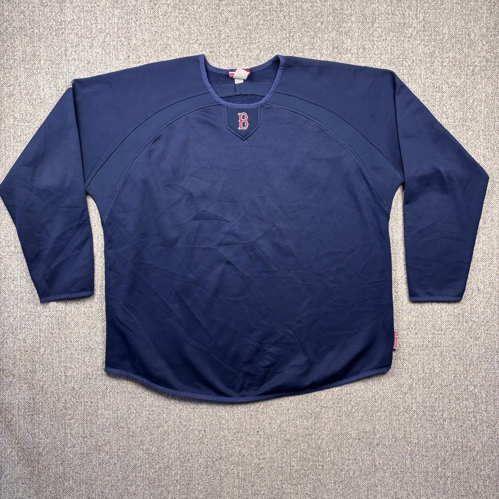 Boston Red Sox MLB Majestic Therma Base Crewneck Pullover‎ Sweatshirt